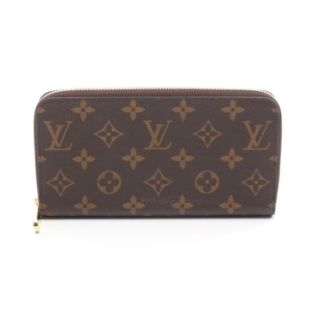 Louis Vuitton Zippy Wallet Round Long Canvas Leather Monogram Brown Pink